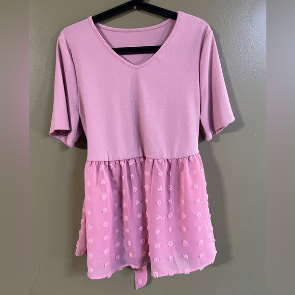 SHEIN Tops - Shein Blush Pinkish Shein tieback blouse top size 1XL